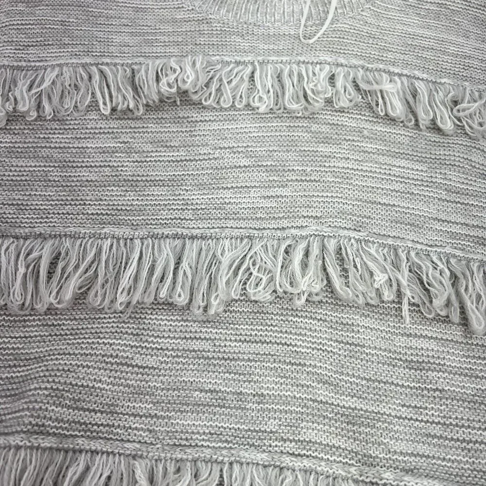 Anthropologie Sunday In Brooklyn Medium M Gray Fringe Lace Pullover Sweater Top